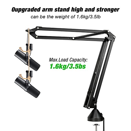 WIBOND For Shure SM7B Boom Arm - Mic Stand with 2 Reduce Wind Noises Mic Cover, Cable Management and Mic Dual Layered Pop Filter, 3/8" to 5/8" Adapter Compatible with Most Microphone - Image 4