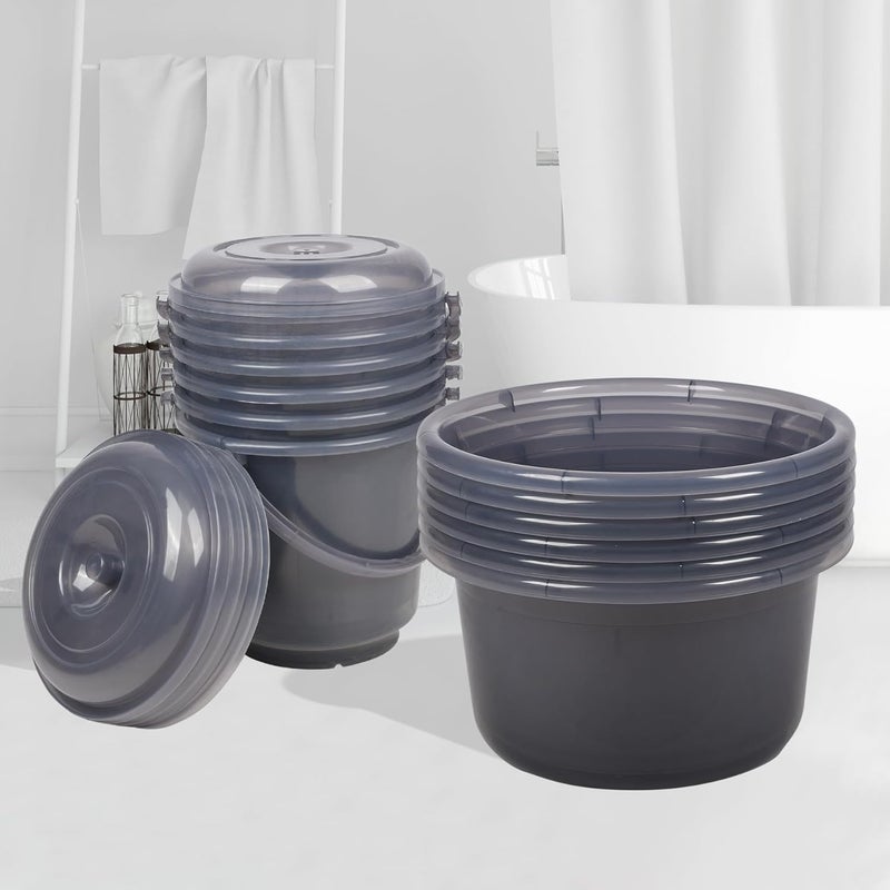 Urbane Home Urbane Home Set of 12 Bathroom Combo Set 6 Piece Tub25 L 6 Piece Bucket13 L Bathroom Set Bathing Combo Set Modern Bathroom Accessories Set Transparent Gray  - Image 1
