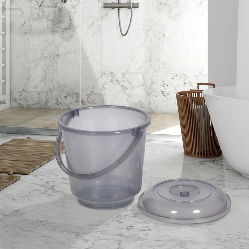 Urbane Home Urbane Home Set of 12 Bathroom Combo Set 6 Piece Tub25 L 6 Piece Bucket13 L Bathroom Set Bathing Combo Set Modern Bathroom Accessories Set Transparent Gray  - Image 5