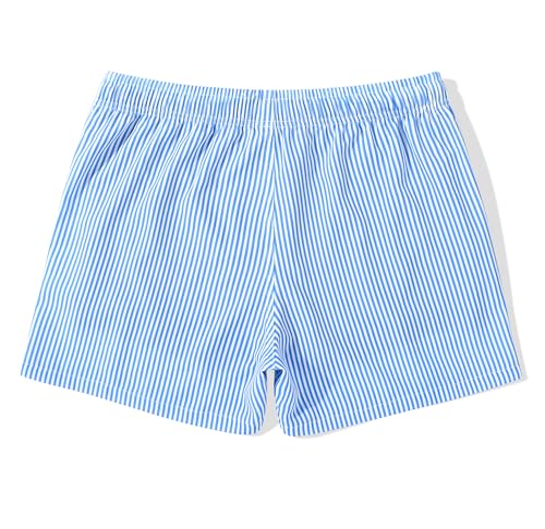 MADHERO Mens Swim Trunks with Compression Liner 2 in 1 Quick Dry Swimming Shorts Swimwear Light Blue Stripe Size L - Image 3