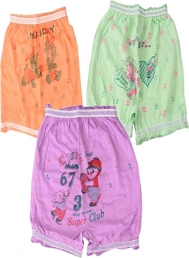 V3E Boy's, Girl's Cotton Bloomer Pack of 3 (12-18months, Multicolor) Multicolour - Image 1