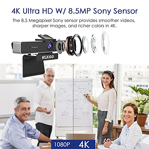 NEXIGO كاميرا ويب نكسيغو N950P (الجيل 2) بدقة 4K معتمد من زووم، جهاز تحكم عن بعد RF، مستشعر سوني ستارفس، زوم رقمي 5X، كاميرا ويب احترافية مع ميكروفونات ستيريو مزدوجة، لزووم، سكايب، تيمز، تويتش - Image 2