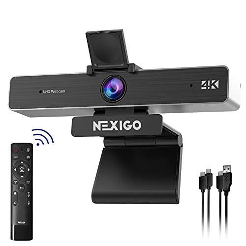 NEXIGO كاميرا ويب نكسيغو N950P (الجيل 2) بدقة 4K معتمد من زووم، جهاز تحكم عن بعد RF، مستشعر سوني ستارفس، زوم رقمي 5X، كاميرا ويب احترافية مع ميكروفونات ستيريو مزدوجة، لزووم، سكايب، تيمز، تويتش - Image 1