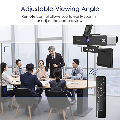 NEXIGO كاميرا ويب نكسيغو N950P (الجيل 2) بدقة 4K معتمد من زووم، جهاز تحكم عن بعد RF، مستشعر سوني ستارفس، زوم رقمي 5X، كاميرا ويب احترافية مع ميكروفونات ستيريو مزدوجة، لزووم، سكايب، تيمز، تويتش - Image 3