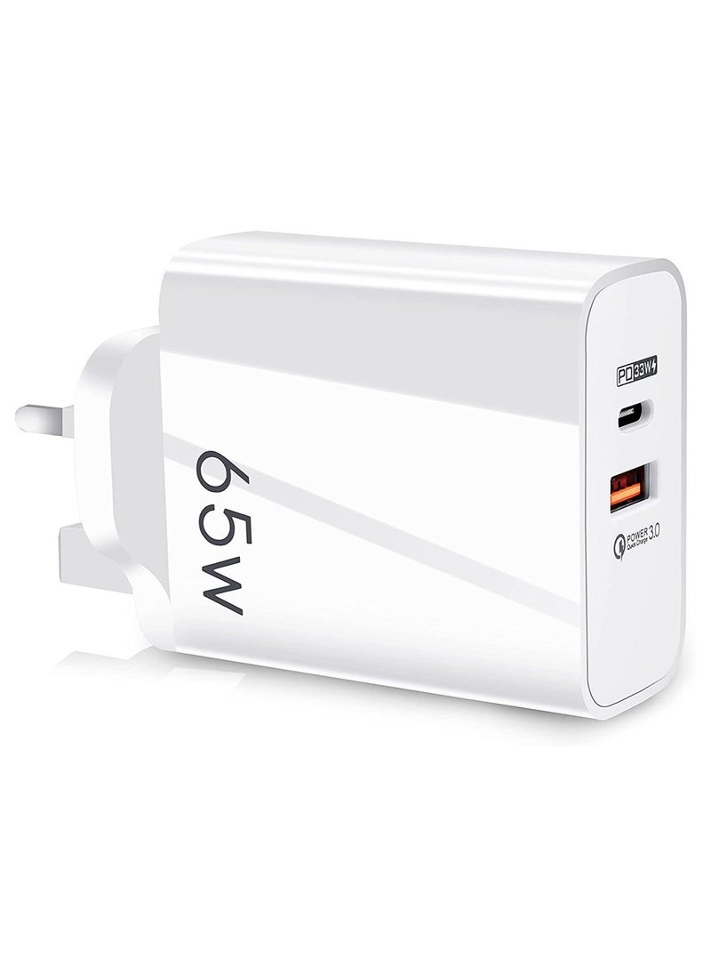 USB C Plug,YHYCC 65W USB C Fast Charger,PD3.0 Type C Super Fast Charger Wall Plug,Dual Port USB Plug Charger for iPhone 14, Samsung, Cell Phones, Mobile Power Bank,iPad,Tablets, Headphones,etc - Image 1