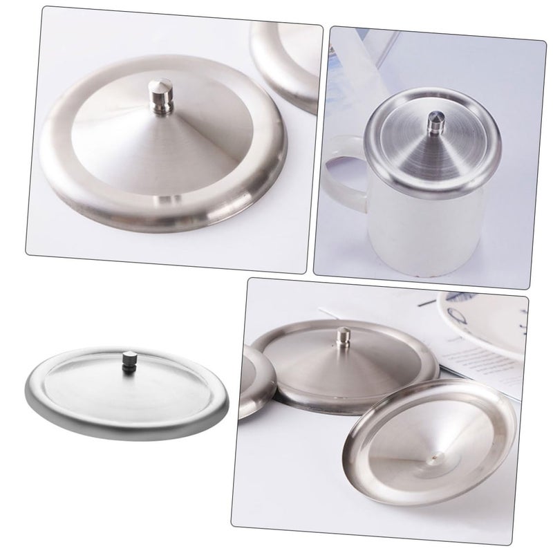 Stainless Steel Tea Cup Lid Preserves Freshness Elegant Cover For Mugs - Image 4