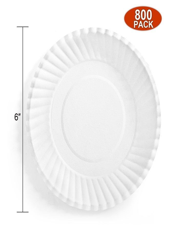Hacaroa 800 Pack 6 Inch Paper Plates Uncoated, Disposable Dessert Plates Bulk Cat Food Tray, Small White Cake Plates for Appetizer, Cupcake, Craft Project, Round - Image 2