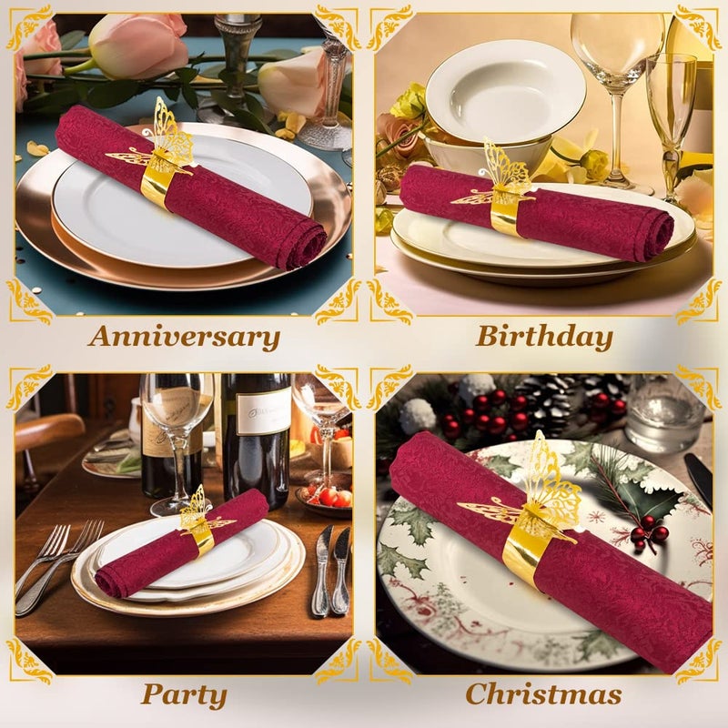 NPKRRSK 150PCS Butterfly Napkin Rings for Luxury Banquet Style, Reusable Paper Napkin Holders for Wedding Banquet Dinner Table Decor, and Catering Party Services (Gold) - Image 2