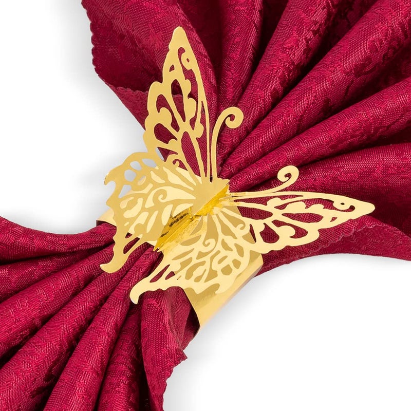NPKRRSK 150PCS Butterfly Napkin Rings for Luxury Banquet Style, Reusable Paper Napkin Holders for Wedding Banquet Dinner Table Decor, and Catering Party Services (Gold) - Image 1