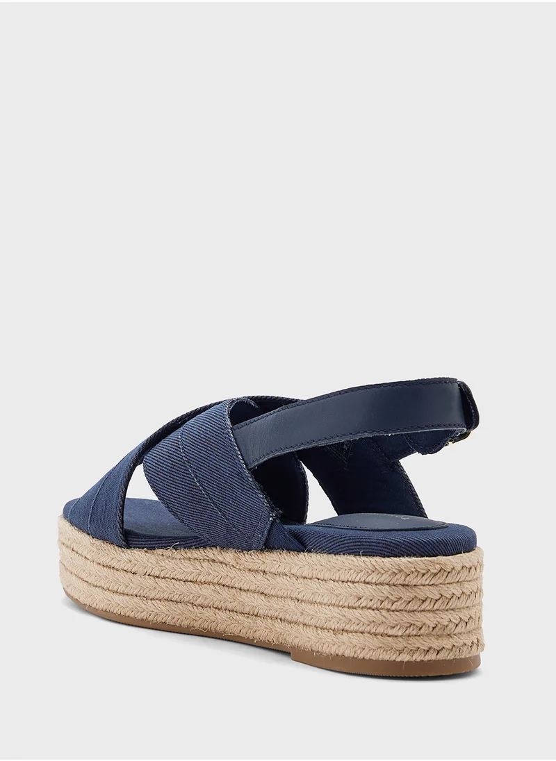 TOMMY HILFIGER DENIM ESPADRILLE PLATFORM SANDALS