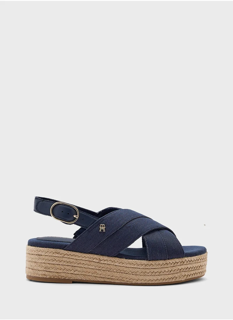 TOMMY HILFIGER DENIM ESPADRILLE PLATFORM SANDALS