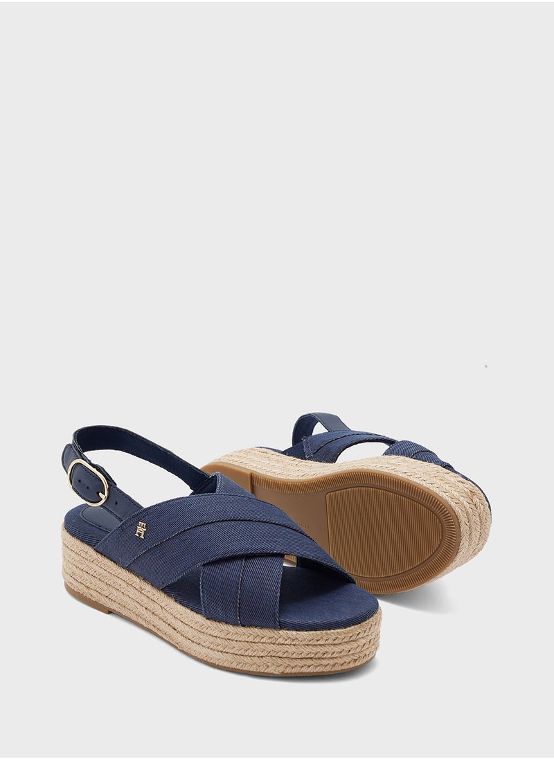 TOMMY HILFIGER DENIM ESPADRILLE PLATFORM SANDALS  - Image 3
