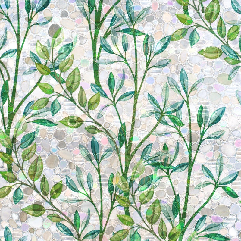 LEMON CLOUD Window Privacy Film, Stained Glass Window Film, Decorative Rainbow Window Clings, Static Cling Non Adhesive Door Stickers, Anti-UV Sun Blocker Heat Control for Home 17.5 x 78.7 inches - Image 1