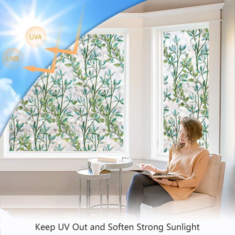 LEMON CLOUD Window Privacy Film, Stained Glass Window Film, Decorative Rainbow Window Clings, Static Cling Non Adhesive Door Stickers, Anti-UV Sun Blocker Heat Control for Home 17.5 x 78.7 inches - Image 3