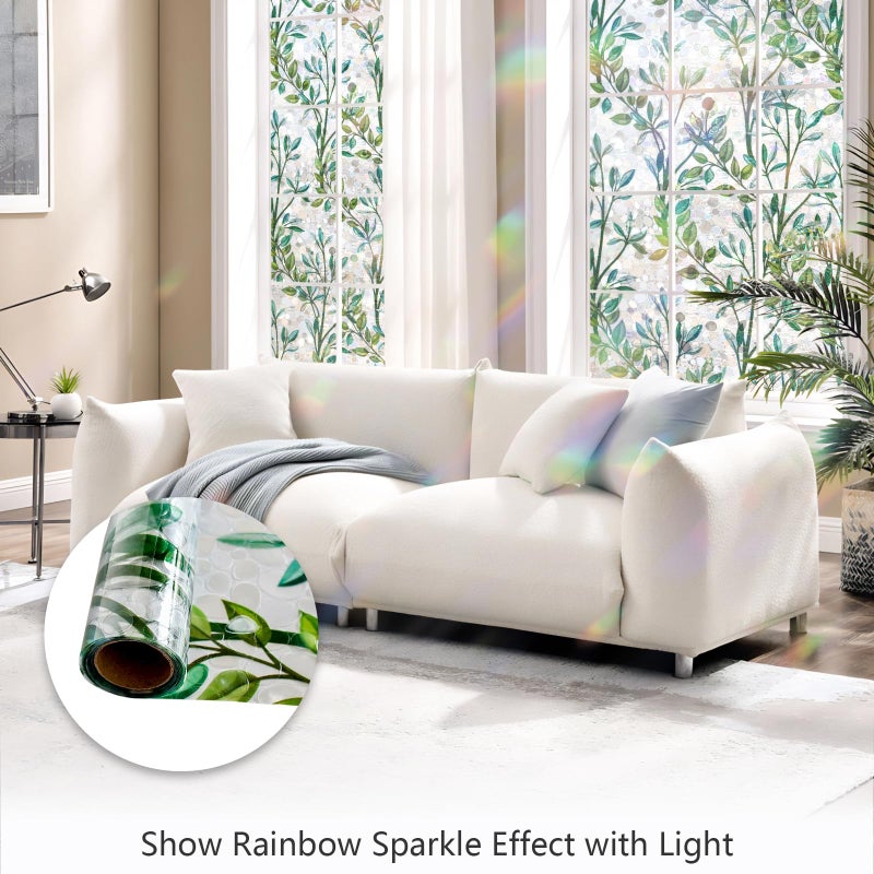 LEMON CLOUD Window Privacy Film, Stained Glass Window Film, Decorative Rainbow Window Clings, Static Cling Non Adhesive Door Stickers, Anti-UV Sun Blocker Heat Control for Home 17.5 x 78.7 inches - Image 5