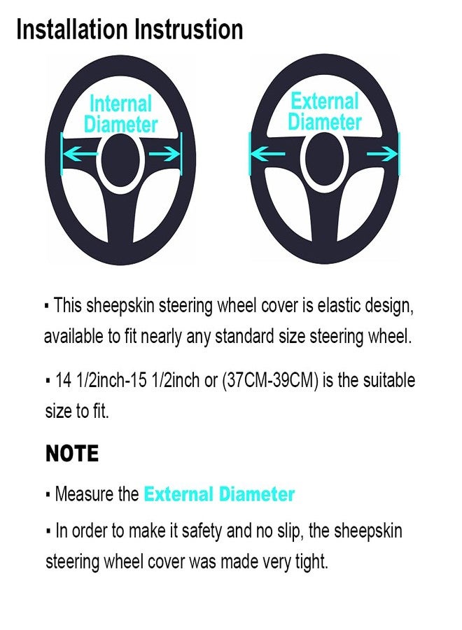 OGLAND Real Fur Fuzzy Wool Sheepskin car Steering Wheel Cover for Women and Men,Protector for Universal Steering Wheel 35CM-42CM, Anti-Slip,Comforting and Luxurious, Soft Texture Brown OG-SWC02 - Image 5