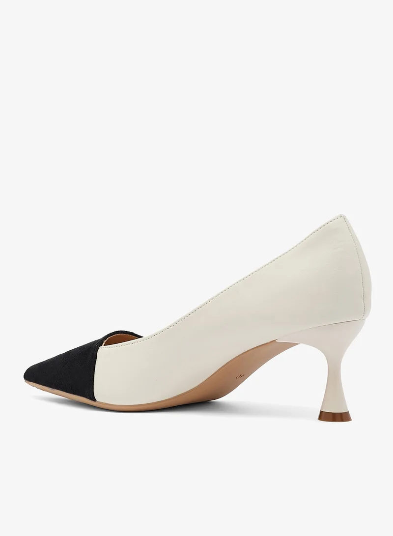 ELLA White Kitten Heel Suede Detail Pumps for Women | Best Price UAE