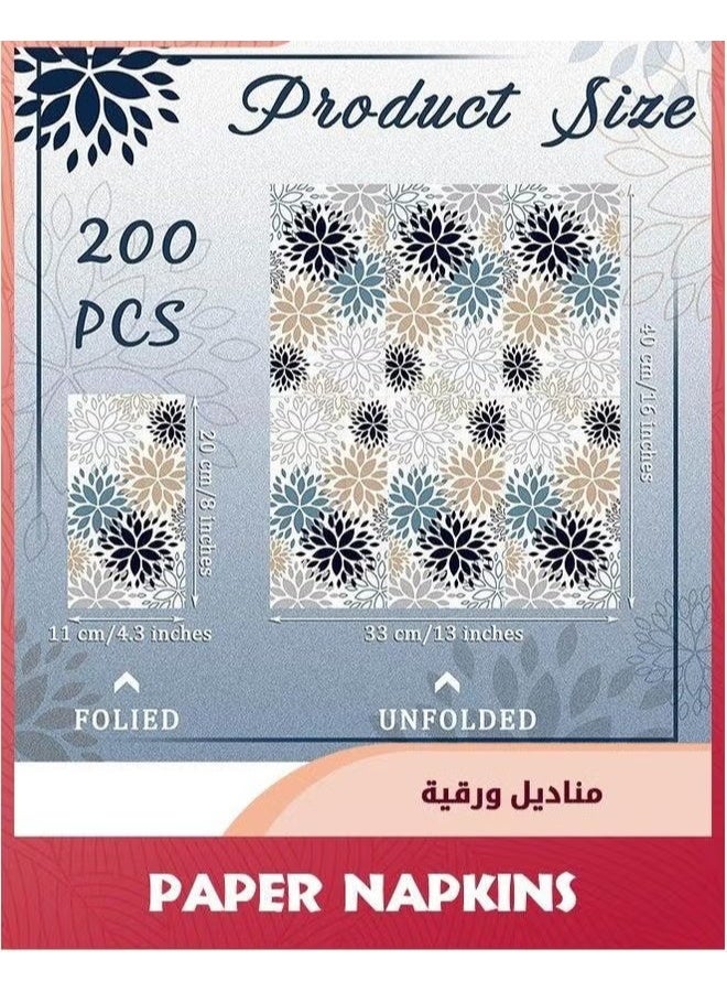 EETU 100 Pcs Floral Hand Paper Towel,Dahlia Flower Guest Napkins Spring Towels For Bathroom,Disposable Wedding Bridal Baby Shower Birthday Party - Image 2