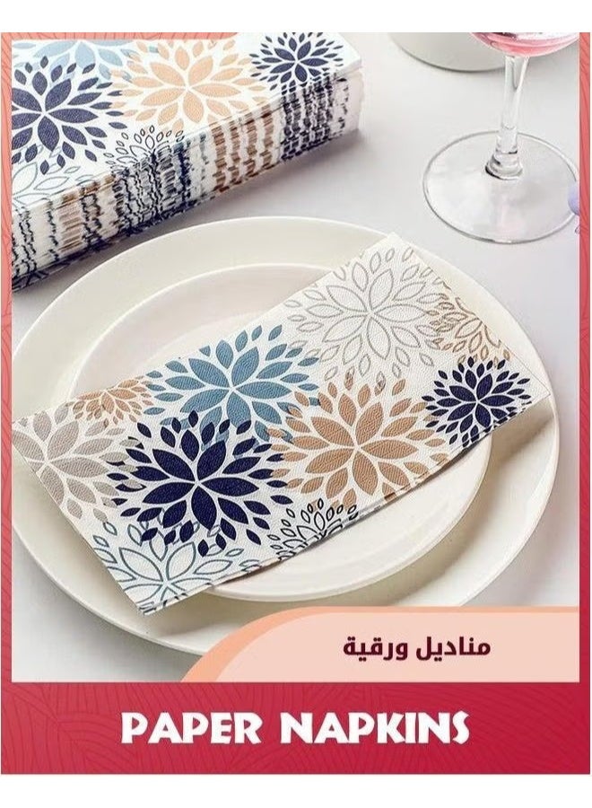 EETU 100 Pcs Floral Hand Paper Towel,Dahlia Flower Guest Napkins Spring Towels For Bathroom,Disposable Wedding Bridal Baby Shower Birthday Party - Image 3