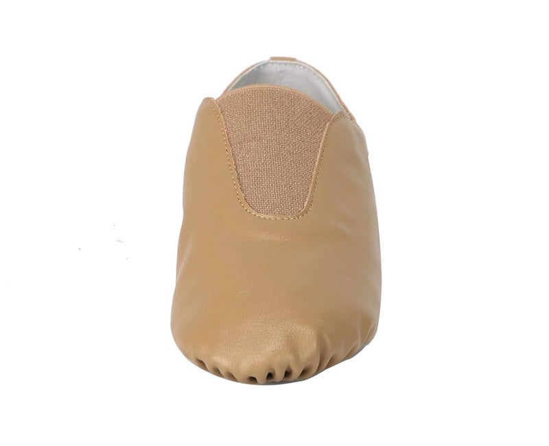 Linodes PU Leather Jazz Shoe Slip On Dance Shoes with Up Elastic for Girls and Boys (Toddler/Little Kid/Big Kid)-Brown-13M-Little Kid - Image 2