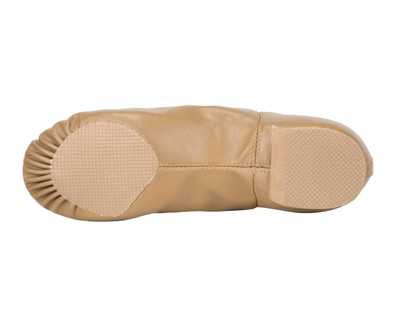 Linodes PU Leather Jazz Shoe Slip On Dance Shoes with Up Elastic for Girls and Boys (Toddler/Little Kid/Big Kid)-Brown-13M-Little Kid - Image 5