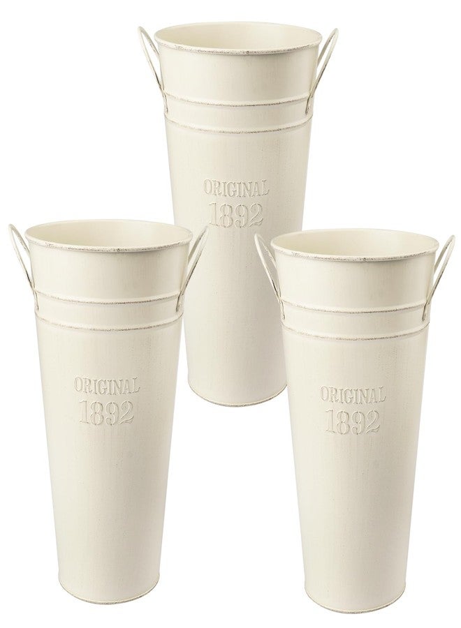 GENHAKON 3 PCS 12 Inch Rustic Galvanized Flower Vases, Farmhouse French Buckets for Beautiful Floral Arrangements, Home Decor or Weddings and Events - Image 3