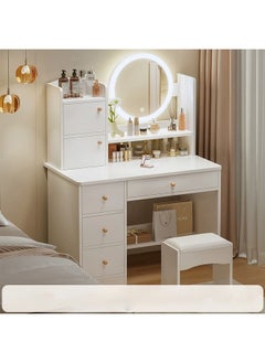 NKX Multifunctional Makeup Vanity Dressing Table, LED Mirror with Drawers and Chair 80 CM  - Image 1