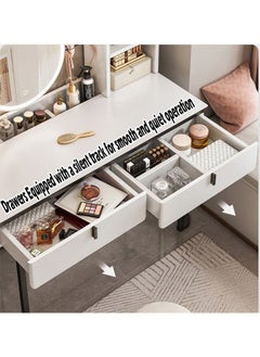 NKX Multifunctional Makeup Vanity Dressing Table, LED Mirror with Drawers and Chair 80 CM  - Image 5