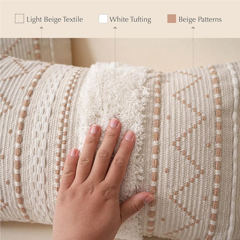 BlissBlush غطاء وسادة ظهر بنفسجي أنيق بنمط “بوهو” (Boho)، مقاس 14×36 بوصة، وسادة طويلة جميلة للسرير، غطاء وسادة خاص بمنطقة الظهر للأريكة، وسادة ذات نسيج مميز يشبه نسيج المنازل الريفية، يتم بيع الغطاء فقط. - Image 5
