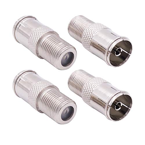 Fancasee 4-Pack 75 Ohm F Type Female to PAL Female Plug Jack Adapter Barrel Connector Coupler Converter for TV Satellite FM Coax Coaxial Cable Antenna - Image 1