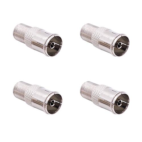 Fancasee 4-Pack 75 Ohm F Type Female to PAL Female Plug Jack Adapter Barrel Connector Coupler Converter for TV Satellite FM Coax Coaxial Cable Antenna - Image 2