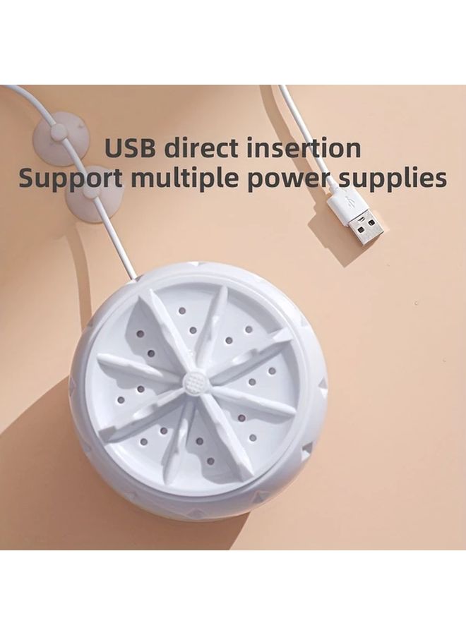 غسالة توربو محمولة تعمل بالطاقة USB، غسيل سريع وصغير الحجم للسفر - لون أبيض - مثالية للجوارب والملابس الحساسة - تصميم بدون بطارية - موفرة للمساحة - مناسبة لجميع الفصول - Image 1