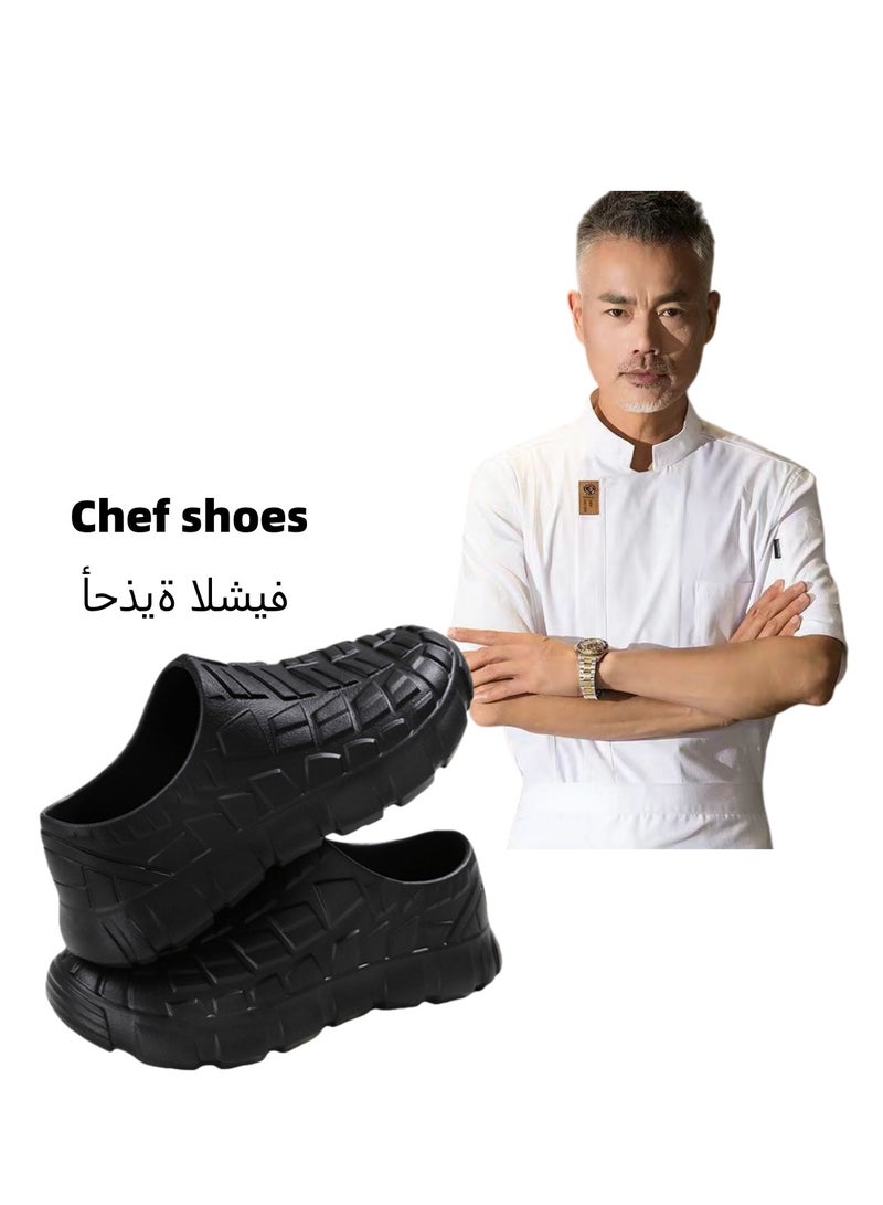 Unisex Adults Kitchen Safety Shoes Chef Shoes Non Slip Garden Work Shoes Lightweight Waterproof Restaurant Food Service Shoes, Black, - Image 1