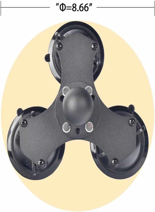1.5 inch/38mm Ball Head Triple Suction Cup Base, Vacuum Suction Cup Base Car Action Camera Holder Car Windshield Powerful Double Suction Cup Triple Suction Cup - Image 2
