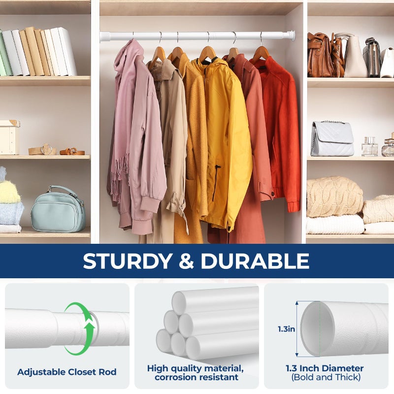 Mavivegue Closet Rod, 17 to 43 Inch Adjustable Closet Rods for Hanging Clothes, White, Hanging Rod for Closet Wardrobes Laundry RV, Bathroom - Image 5