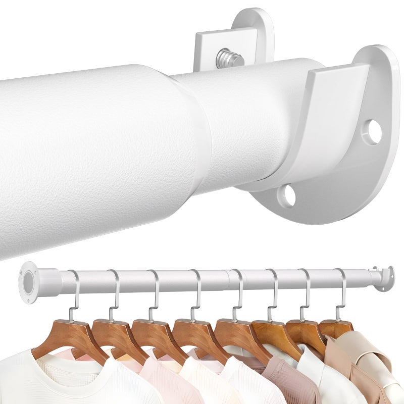 Mavivegue Closet Rod, 17 to 43 Inch Adjustable Closet Rods for Hanging Clothes, White, Hanging Rod for Closet Wardrobes Laundry RV, Bathroom - Image 1