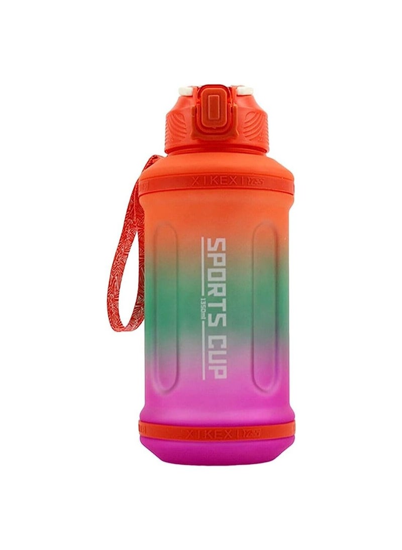 Spaceshoop Creative Gradient Plastic Straw Sports Fitness Water Cup Large Capacity Bottle 1350ml  - Image 1