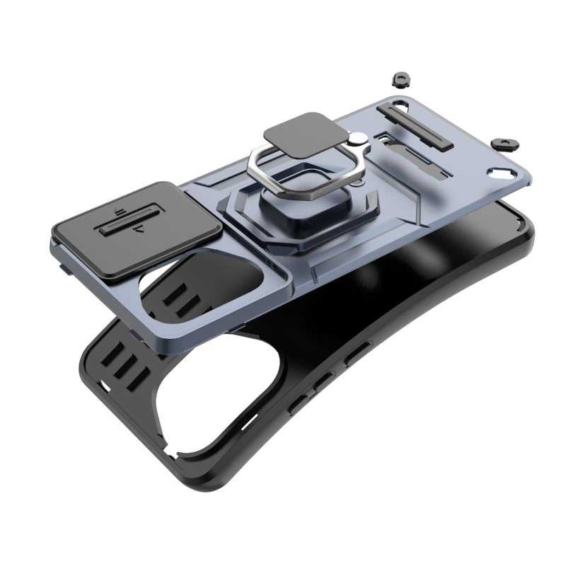 HuHa Case Cover For Honor 400 5G Global 156.5mm Sliding Camshield TPU + PC Shockproof Phone Case with Holder(Grey) - Image 5