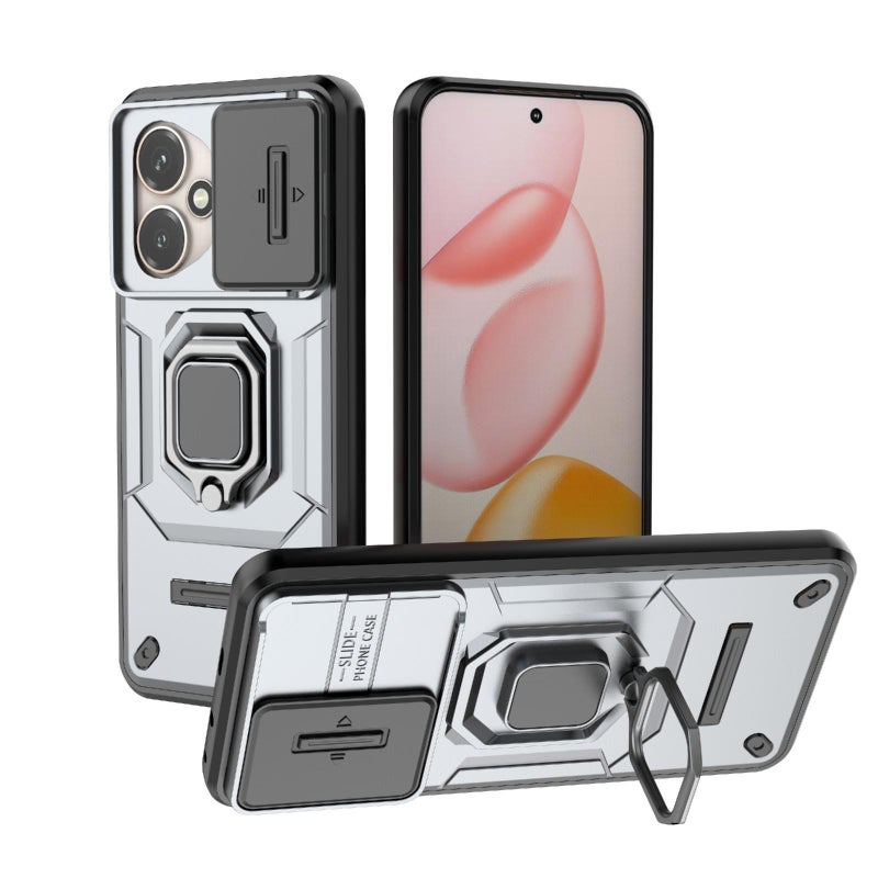 HuHa Case Cover For Honor 400 5G Global 156.5mm Sliding Camshield TPU + PC Shockproof Phone Case with Holder(Grey) - Image 1