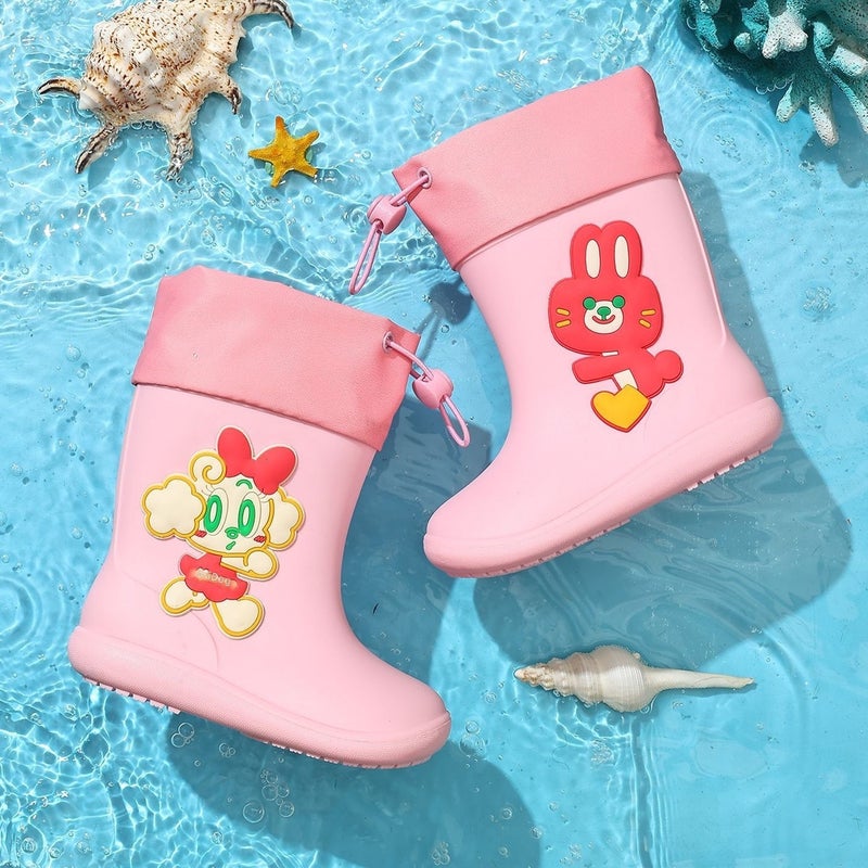 BOBDOG Kids Rain Boots Anti-Slip Boys Girls Rain Shoes Waterproof PVC Low-Top School Rain Boots for Children