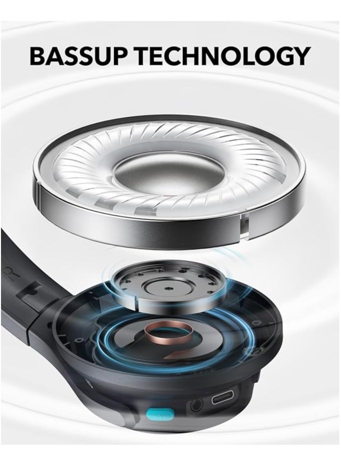 Soundcore Q11i Wireless Over-Ear Bluetooth Headphones by Anker, Deep Bass, 60H Playtime, Hi-Res Audio, Detachable Ear Cushions, Multipoint Connection Grey Grey - Image 3