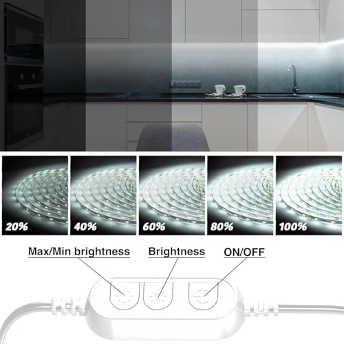 dalattin White LED Strip Lights, 20ft Dimmable Super Bright 24V Led Tape Light 6500K 360 LEDs Lights for Bedrooms, Mirror, Kitchen, Home Decoration Daylight White - Image 3