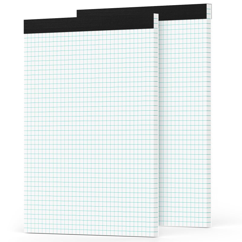 Zaviko Graph Paper Pad 8.5 x 11, 2 Pack, 4x4 Graph Ruled, Grid Paper Pad 8-1/2" x 11", Blueprint Quadrille Pad, Easy Tears Off, Grid Pad Notebook 8.5 x 11, White 70 GSM Graft Paper, 30 Sheets/Pad - Image 1