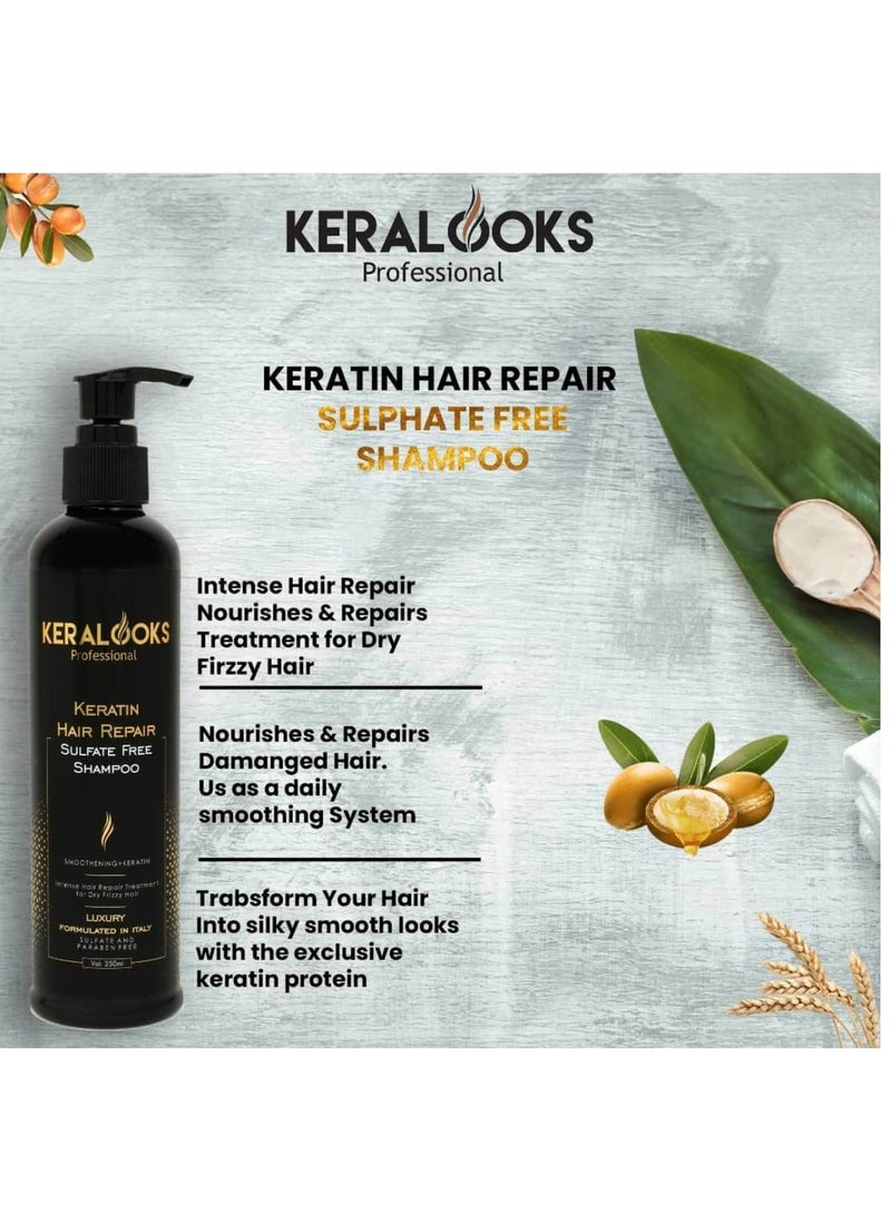 keralooks professional - Keralooks professional keratin shampoo 250ML And Hair Mask 250ml and Argan hair serum 50ML Combo pack Promote silky smooth and frizz free hair - Image 1