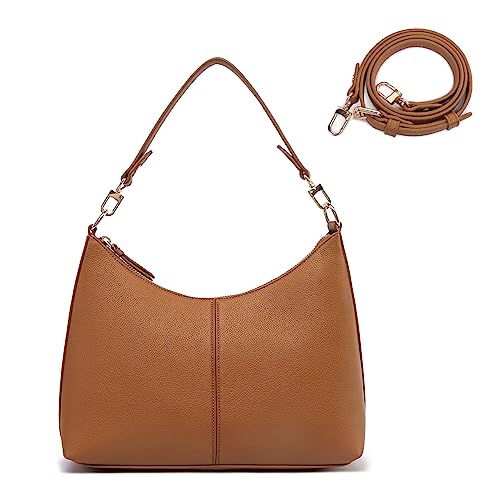 Keyli shoulder bag for women Small Tote Handbags Purse Trendy Zip Leather Crossbody Bags with Adjustable Strap Brown - Image 1