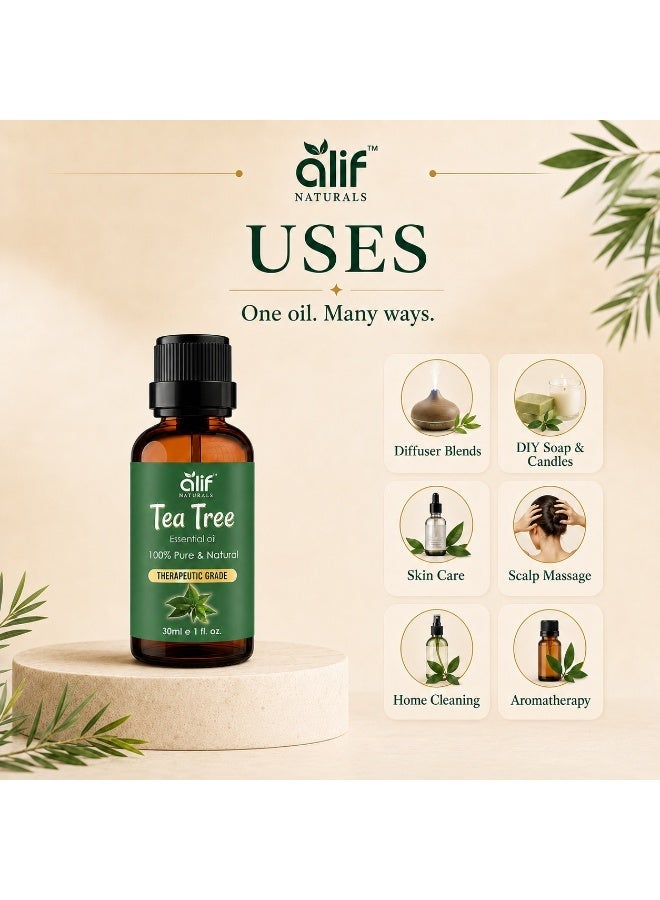 ALIF NATURALS Tea Tree Essential Oil - 30 ml | 100% Pure and Natural | Premium Grade Essential Oils for Aromatherapy, Diffusers, Skin, Massage and Humidifiers - Image 5