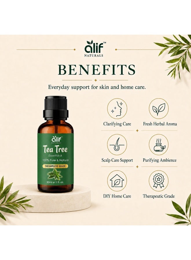ALIF NATURALS Tea Tree Essential Oil - 30 ml | 100% Pure and Natural | Premium Grade Essential Oils for Aromatherapy, Diffusers, Skin, Massage and Humidifiers - Image 3