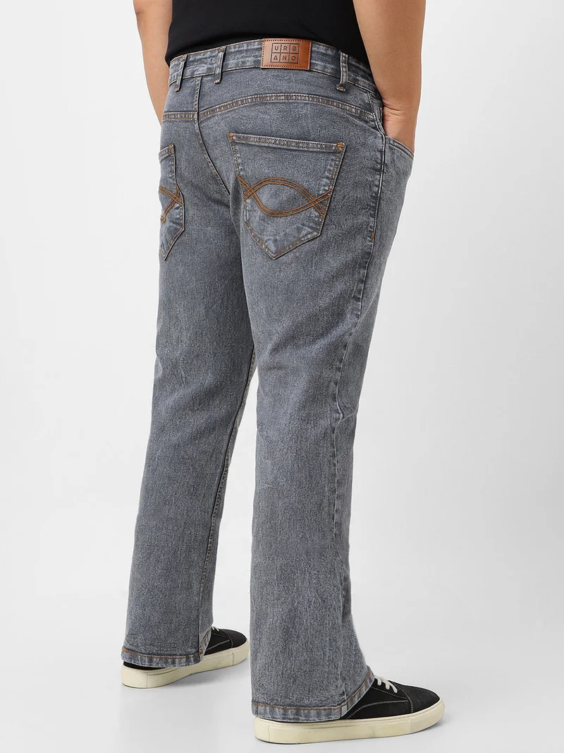 Urbano Fashion  Urbano Plus Men's Light Grey Washed Bootcut Jeans Stretchable  | Best Price UAE