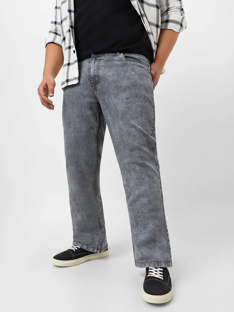 Urbano Fashion  Urbano Plus Men's Light Grey Washed Bootcut Jeans Stretchable  | Best Price UAE