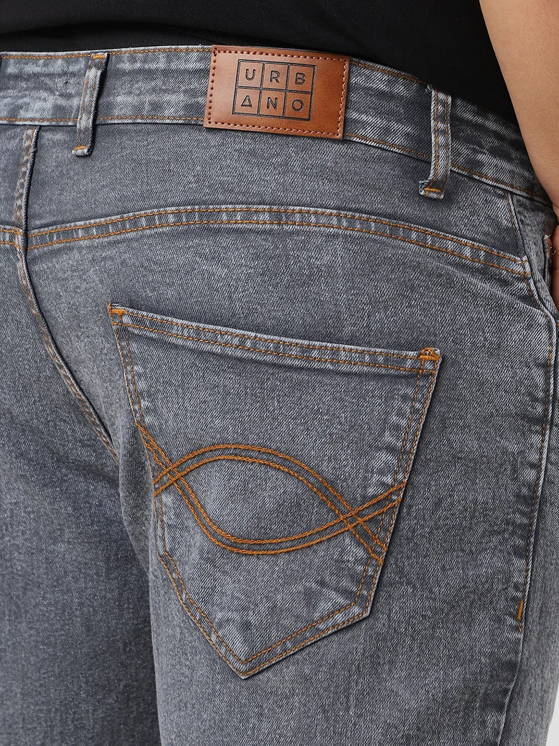 Urbano Fashion  Urbano Plus Men's Light Grey Washed Bootcut Jeans Stretchable  | Best Price UAE